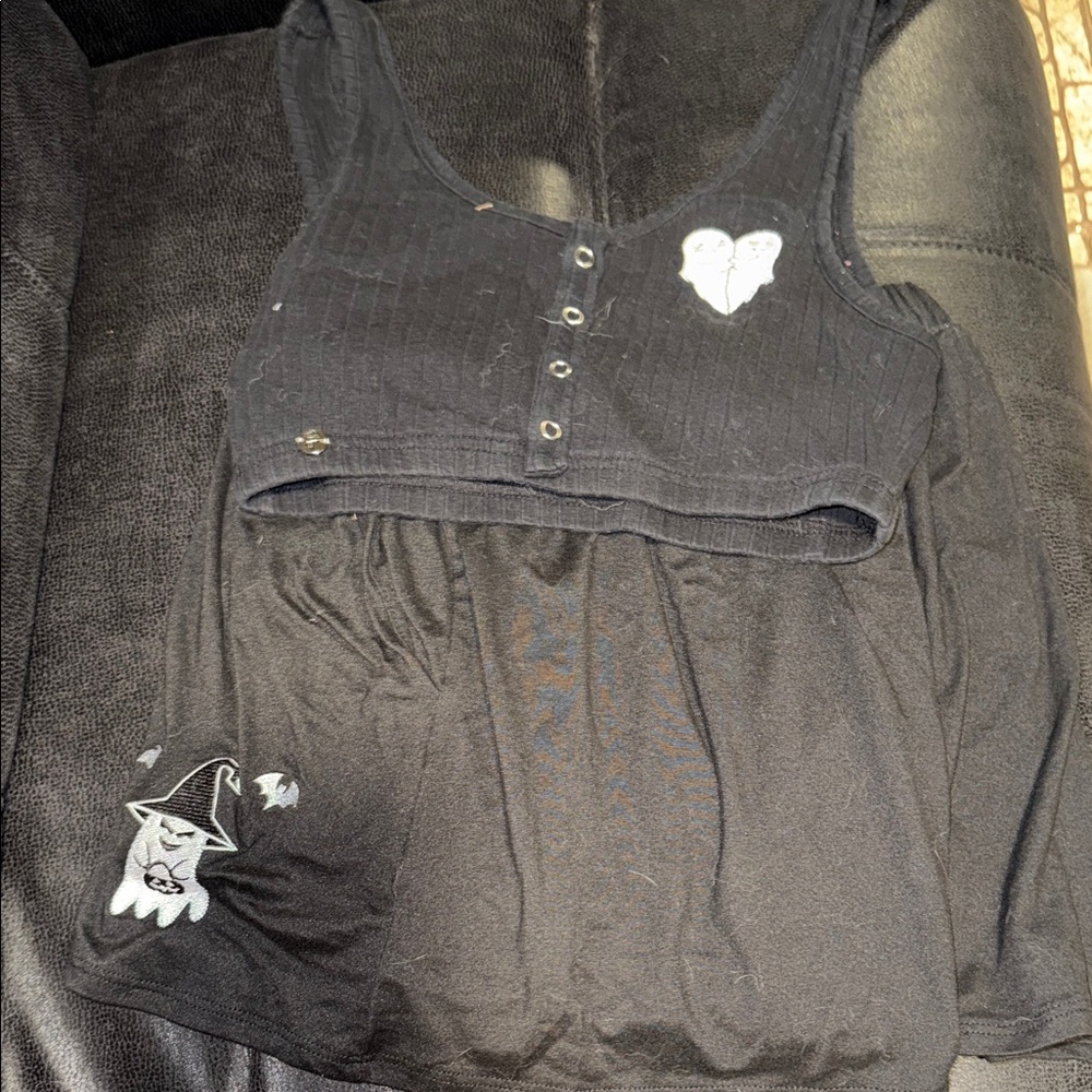 Black Top with Witch and Owl Design